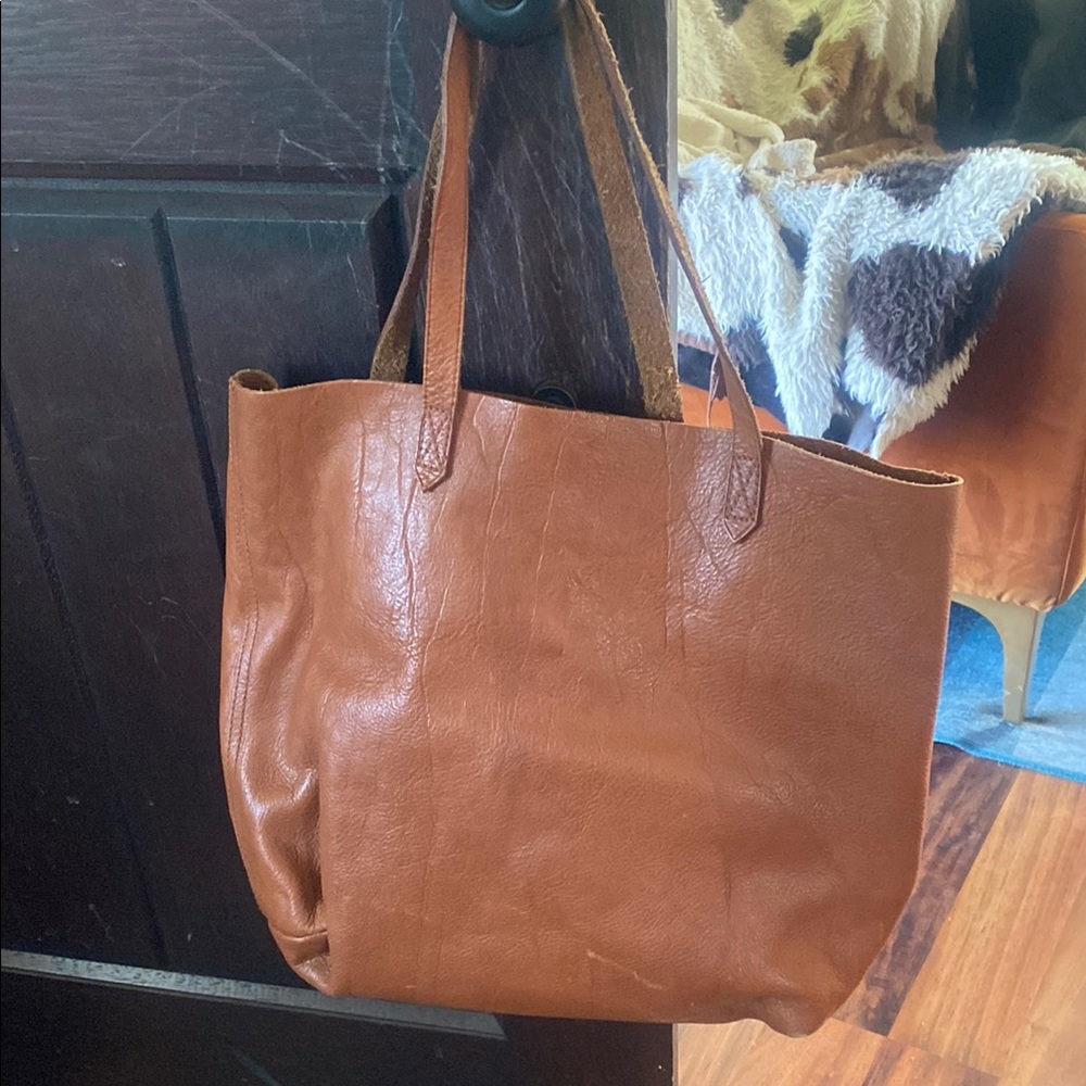 Madewell Cognac Brown Leather Tote Bag